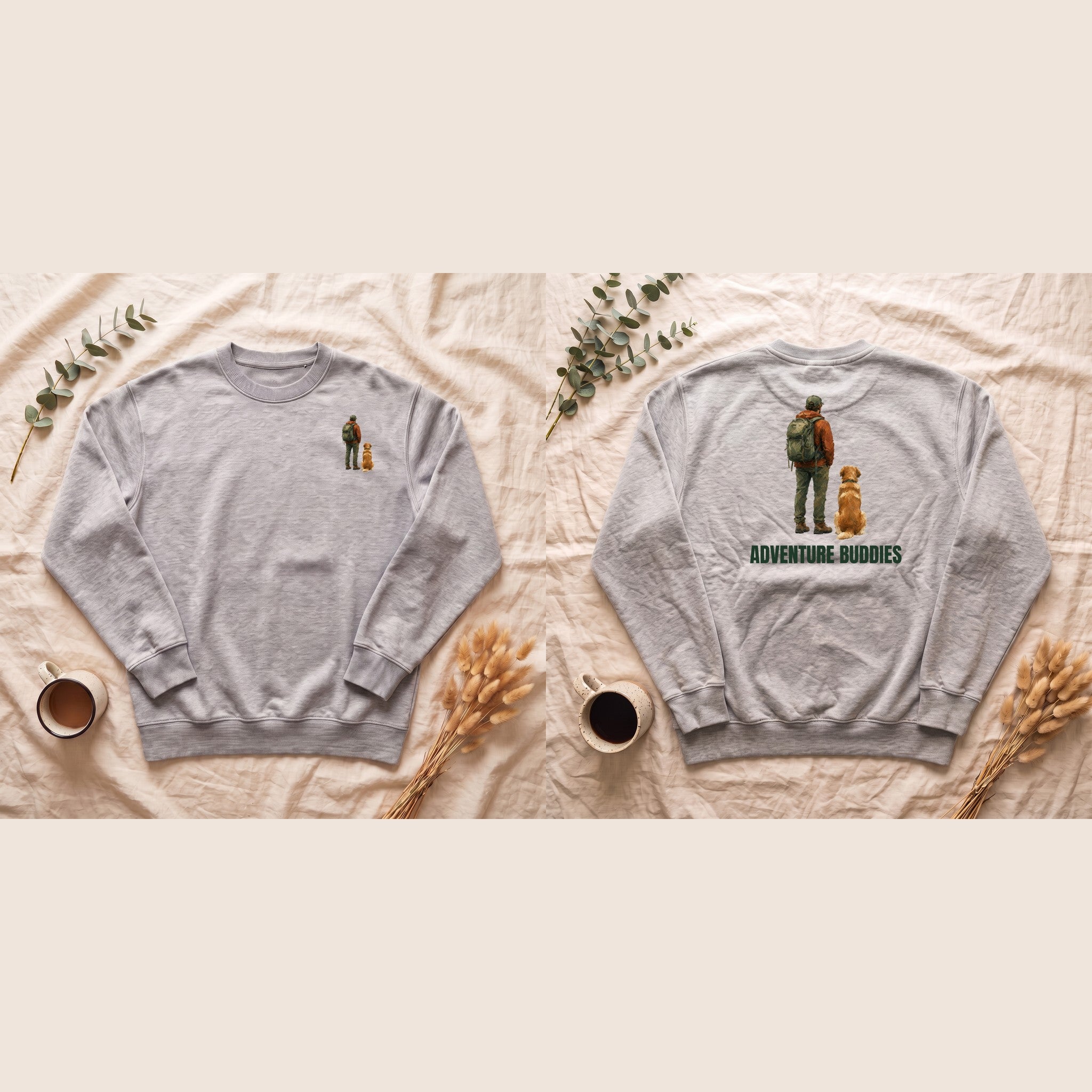 Adventure Buddies Shirt, Dog and Human Hiking Tee, Matching Dog Owner Gift, Painterly Outdoor Sweatshirt