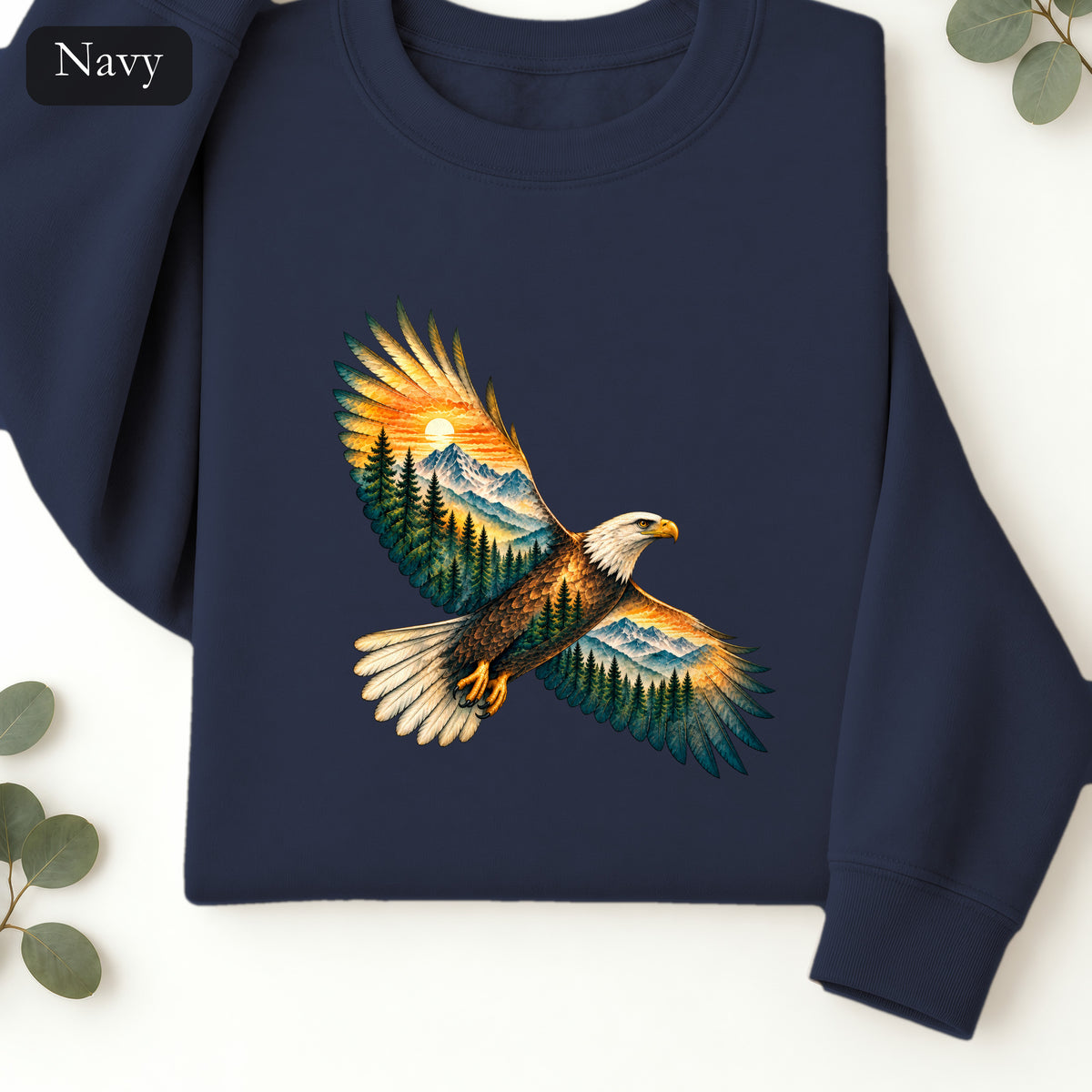 Soaring Eagle Mountain Scene Sweatshirt | Nature Bird Graphic