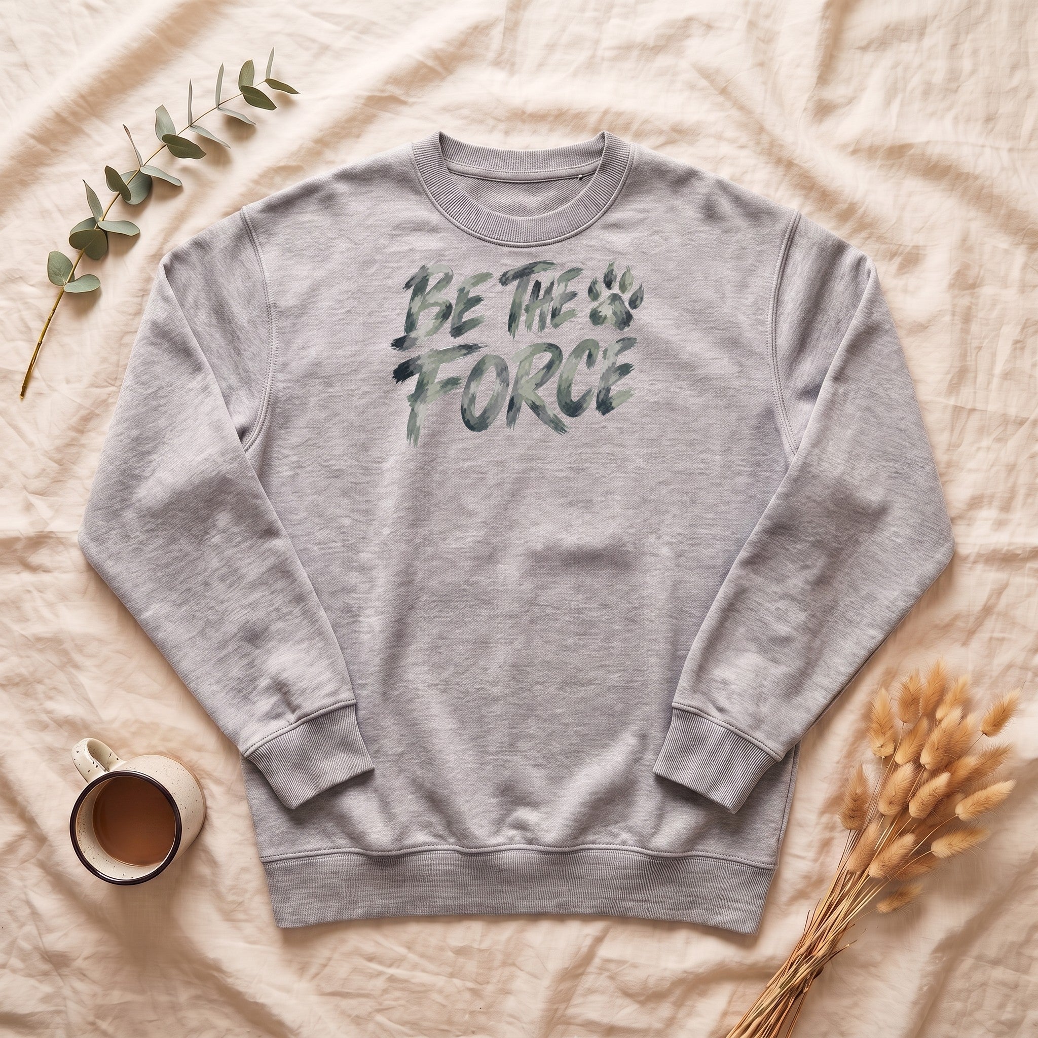 Be The Force Shirt, Camo Motivational Tee, Inspirational Encouragement Gift, Positive Vibes Paw Print Sweatshirt
