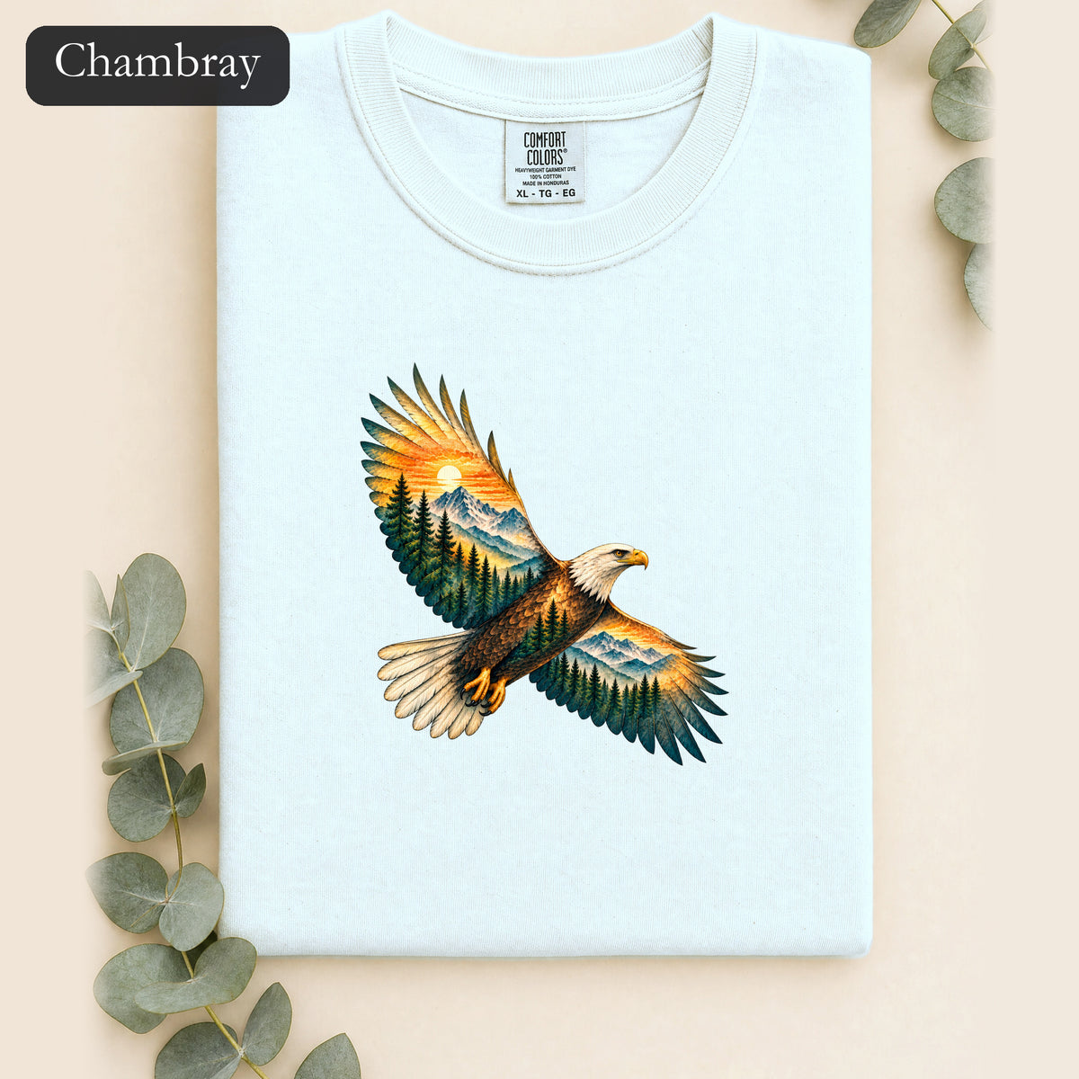 Soaring Eagle Mountain Scene Shirt | Nature Bird Graphic