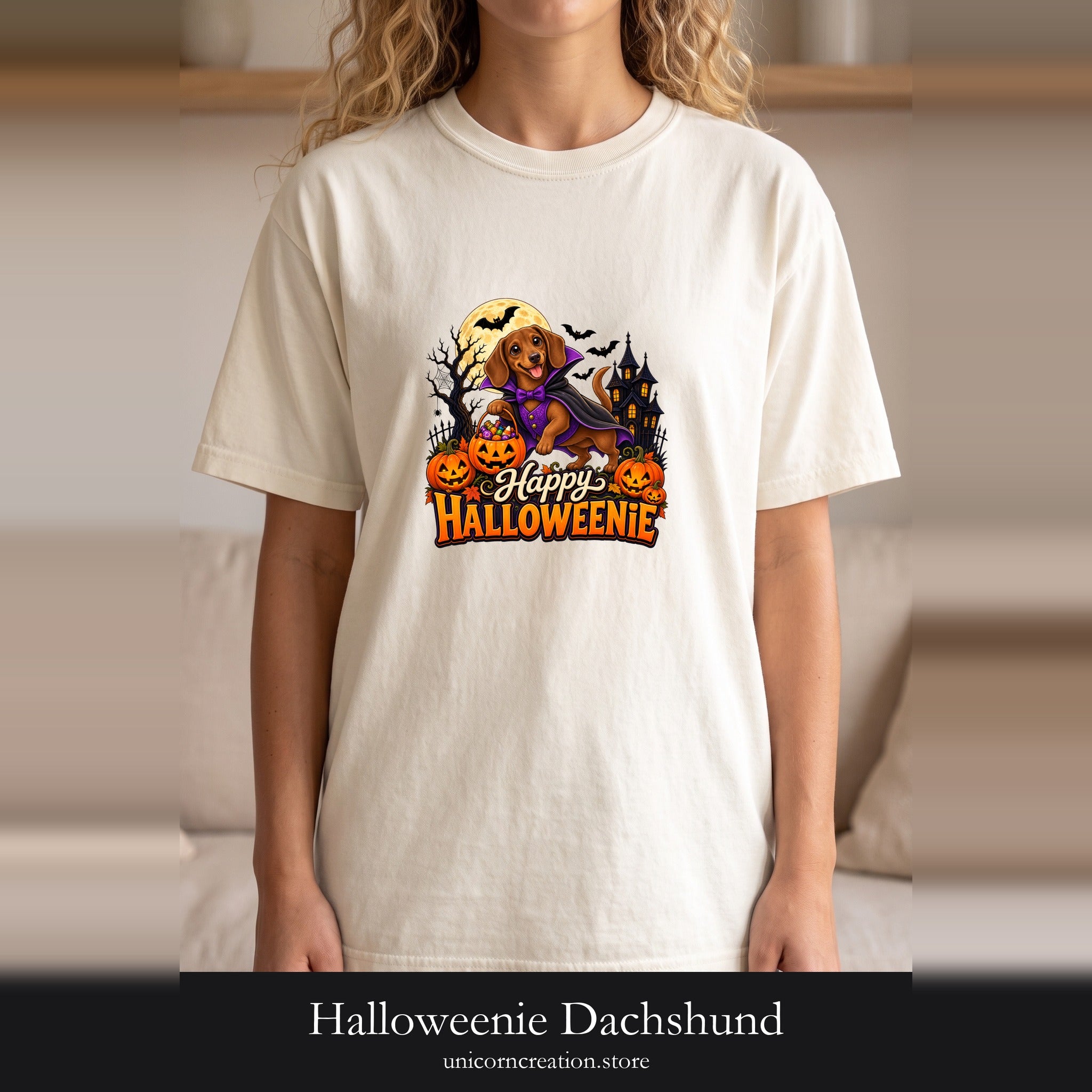 Halloweenie Dachshund Shirt, Happy Halloweenie Tee, Cute Dog Pumpkin Halloween Gift, Doxie Lover Shirt