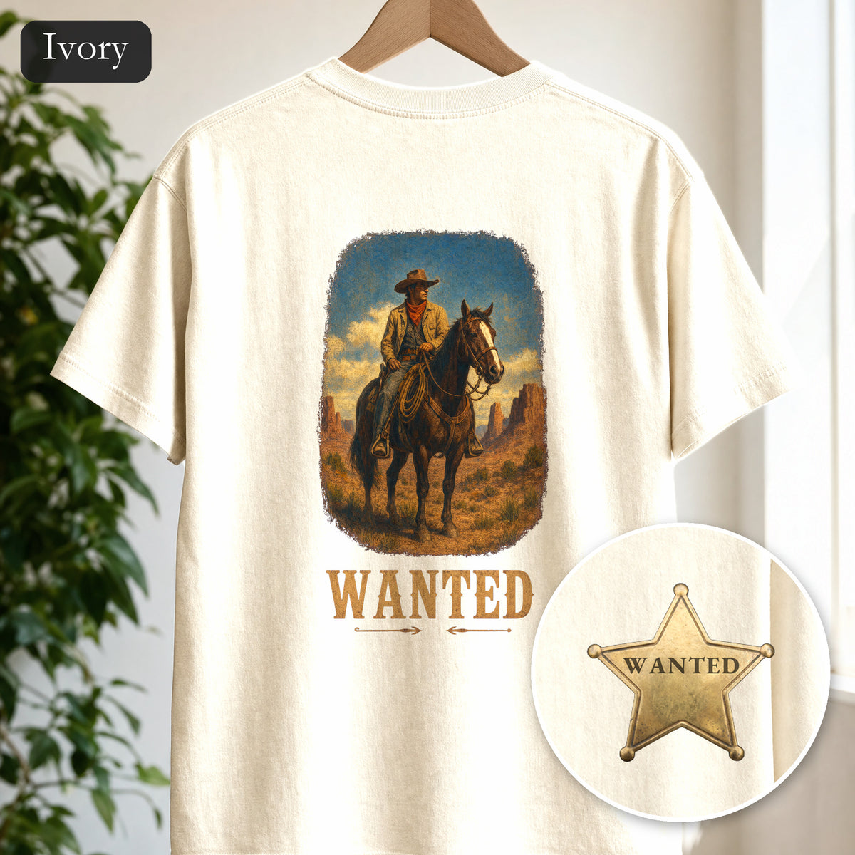 Wanted Cowboy Shirt, Vintage Western Wanted Poster Tee, Desert Outlaw Tee, Sheriff Star Cowboy Gift