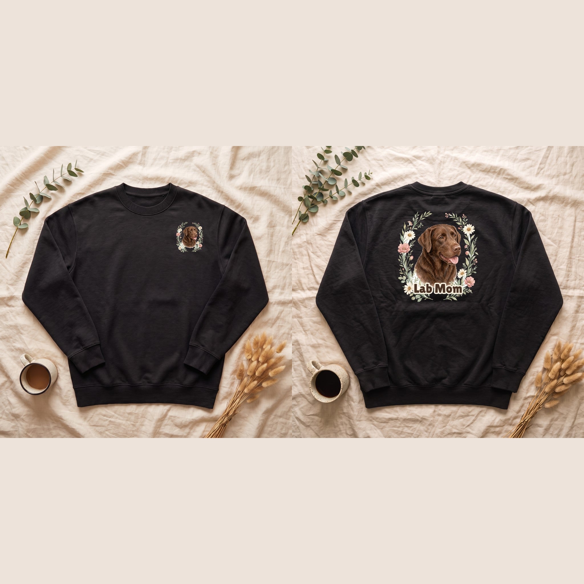 Chocolate Lab Mom Shirt, Labrador Mom Tee, Dog Mom Gift, Wildflower Dog Lover Sweatshirt, Cute Dog Owner Gift