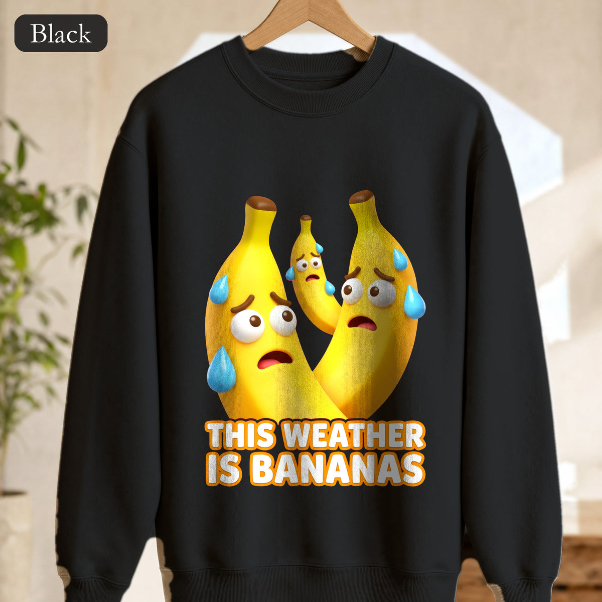 This Weather Is Bananas Sweatshirt, Funny Sweating Banana Crewneck, Summer Heat Humor Gift, Hot Weather Pun Sweatshirt