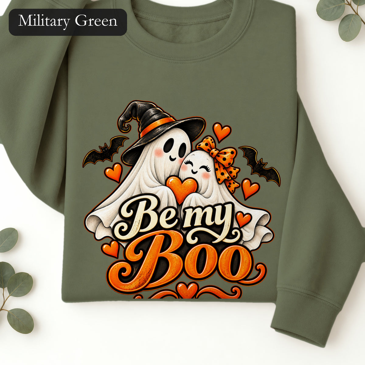 Be My Boo ghost couple Sweatshirt | Halloween spooky hearts