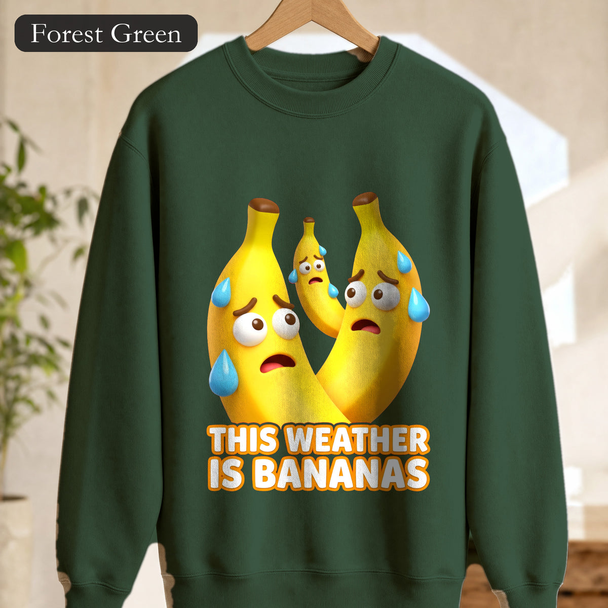This Weather Is Bananas Sweatshirt, Funny Sweating Banana Crewneck, Summer Heat Humor Gift, Hot Weather Pun Sweatshirt
