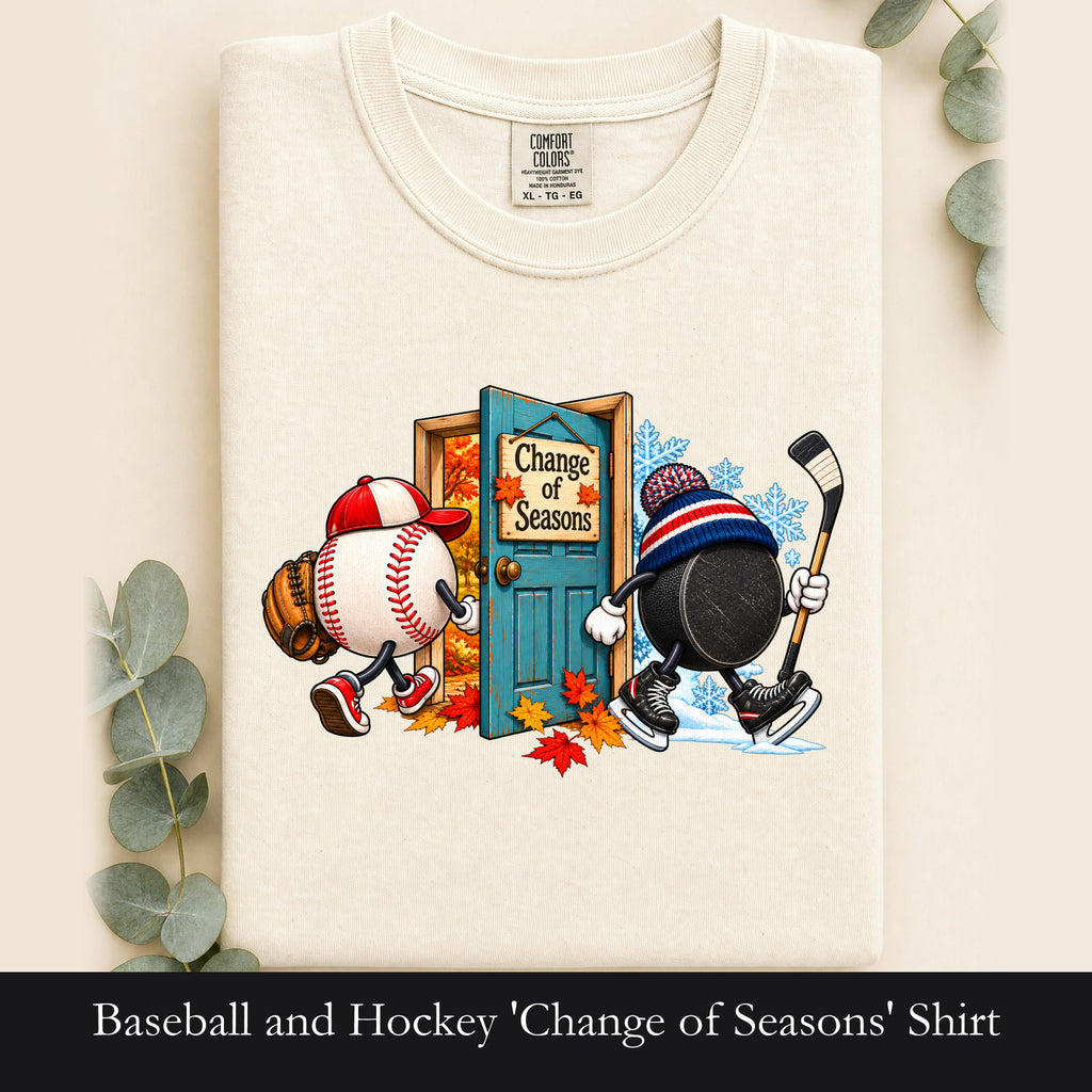 Baseball and Hockey 'Change of Seasons' Shirt | Sports Autumn Winter Design