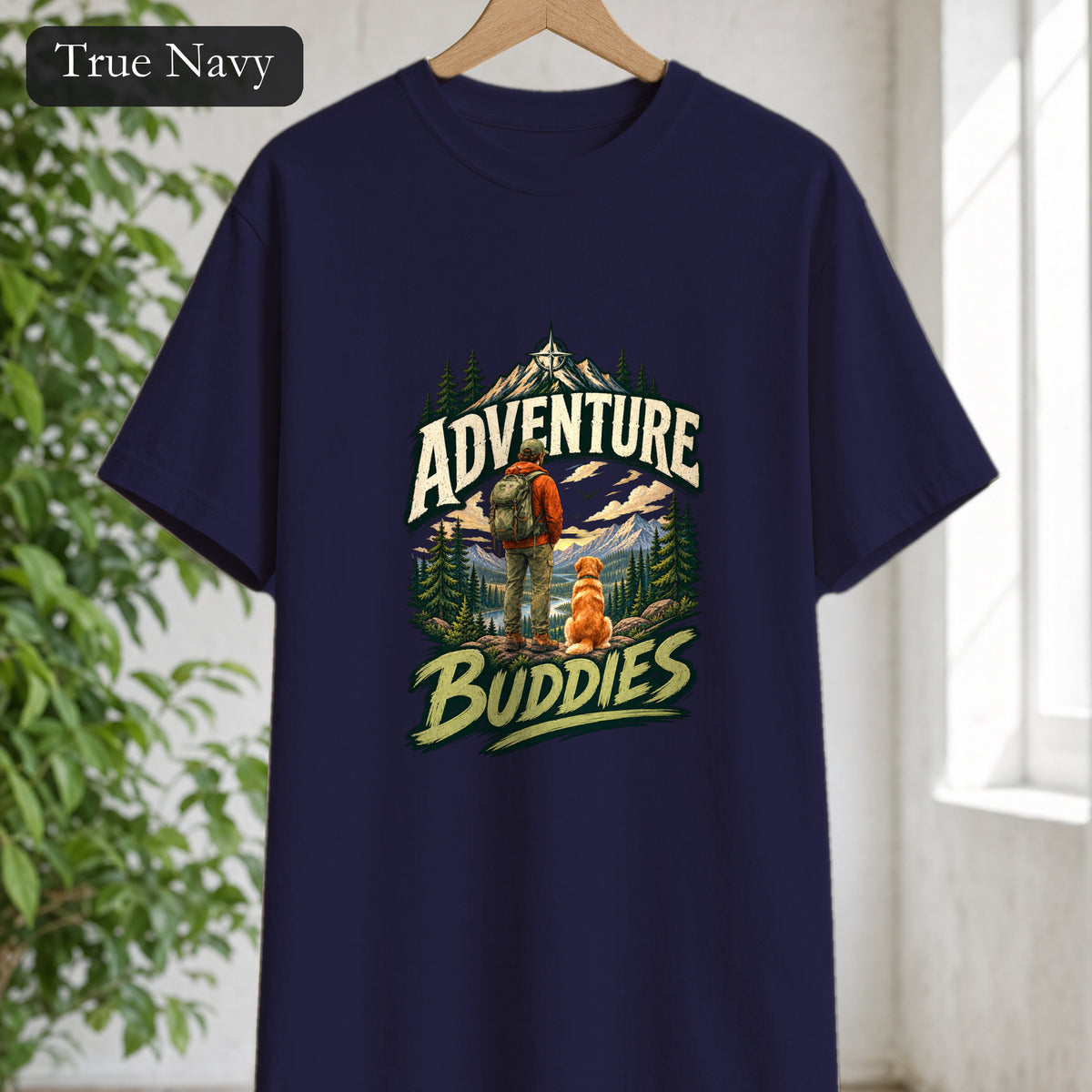 Adventure Buddies Shirt, Dog and Human Hiking Tee, Matching Dog Owner Gift, Painterly Outdoor Shirt
