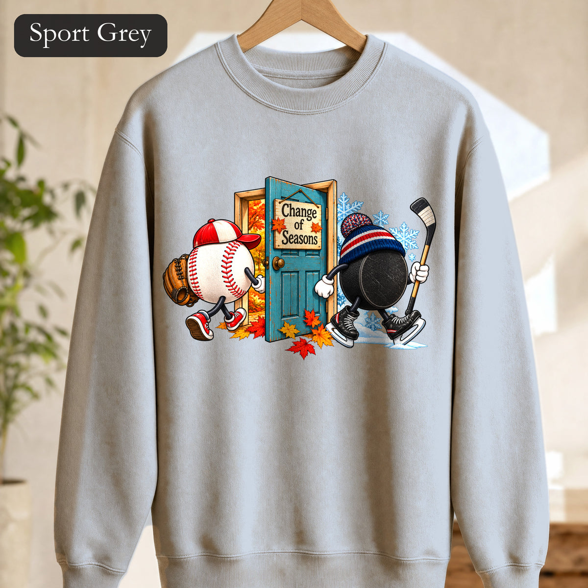 Baseball and Hockey 'Change of Seasons' Sweatshirt | Sports Autumn Winter Design