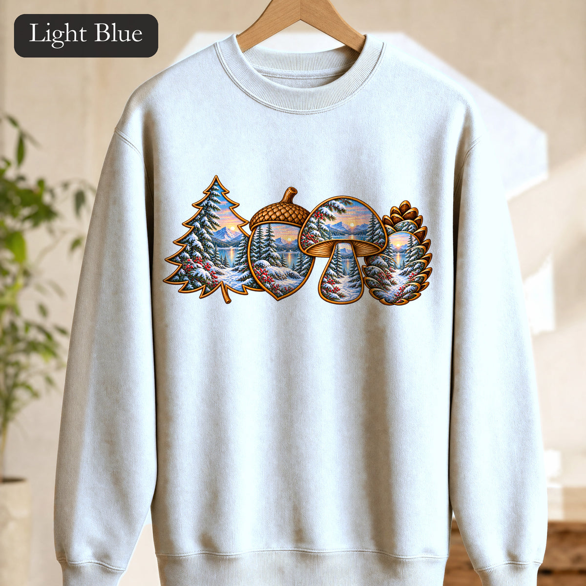 Winter Forest Crewneck, Vintage Cabin Nature Sweatshirt