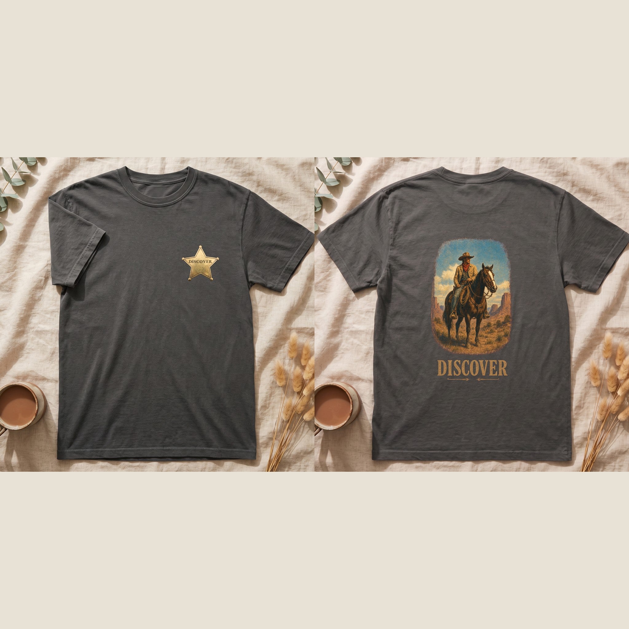 Discover Cowboy Shirt, Vintage Western Horse Tee, Desert Rodeo Tee, Sheriff Star Cowboy Gift