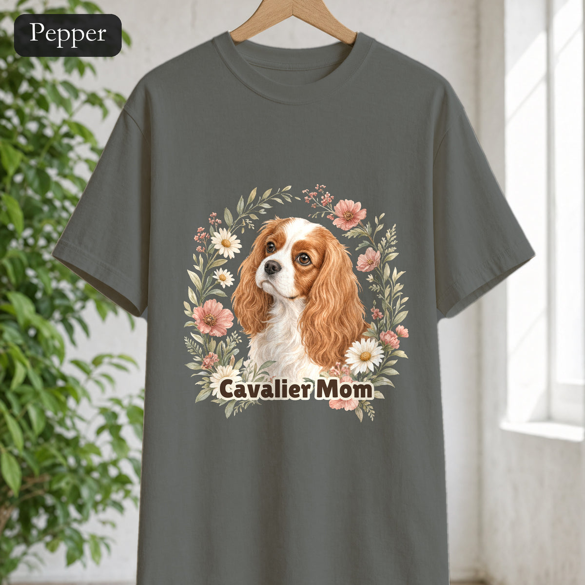 Cavalier Mom Shirt, Cavalier King Charles Spaniel Tee, Dog Mom Gift, Wildflower Dog Lover Sweatshirt