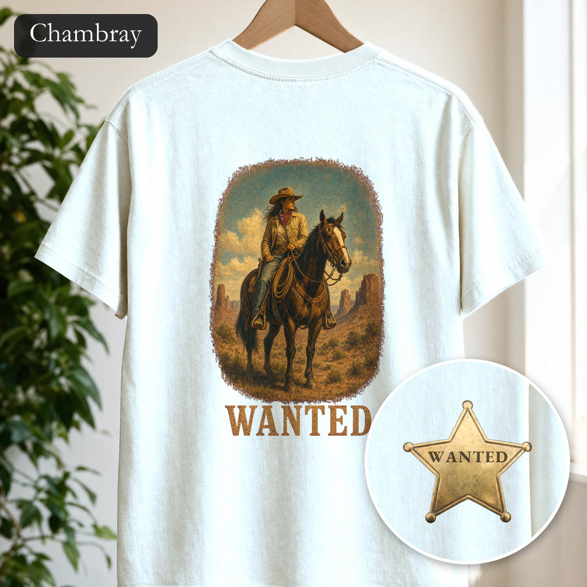 Wanted Cowgirl Shirt, Vintage Western Wanted Poster Tee, Desert Outlaw Tee, Sheriff Star Cowgirl Gift