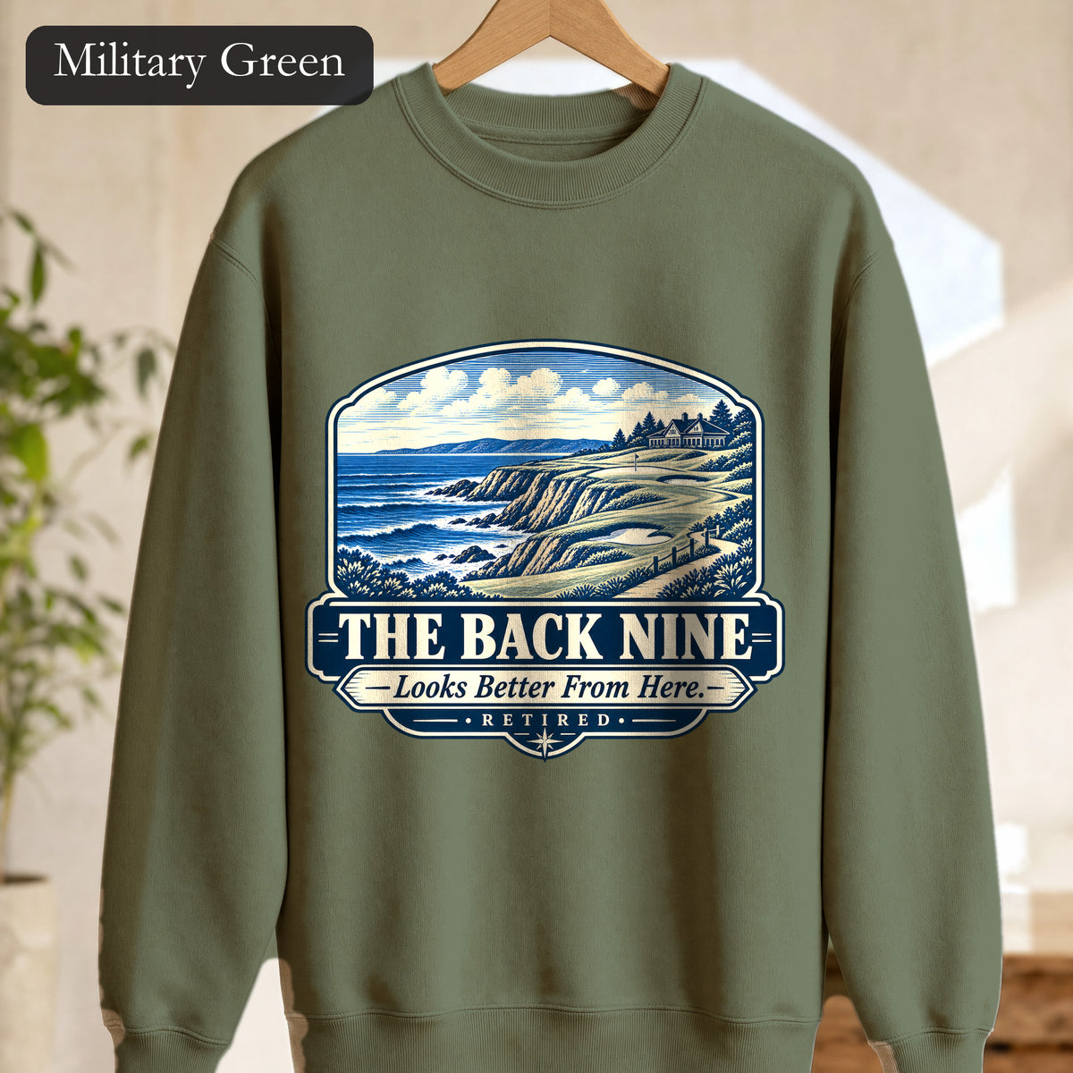 The Back Nine Sweatshirt, Scenic Golf Coast Crewneck, Vintage Golf Course Graphic, Golfer Gift