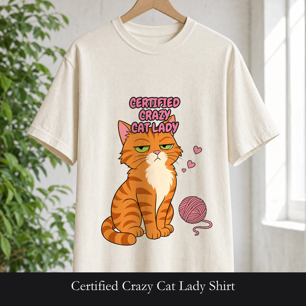 Certified Crazy Cat Lady Shirt, Orange Cat Mom Tee, Ginger Cat Lover Gift, Funny Cat Owner Sweatshirt