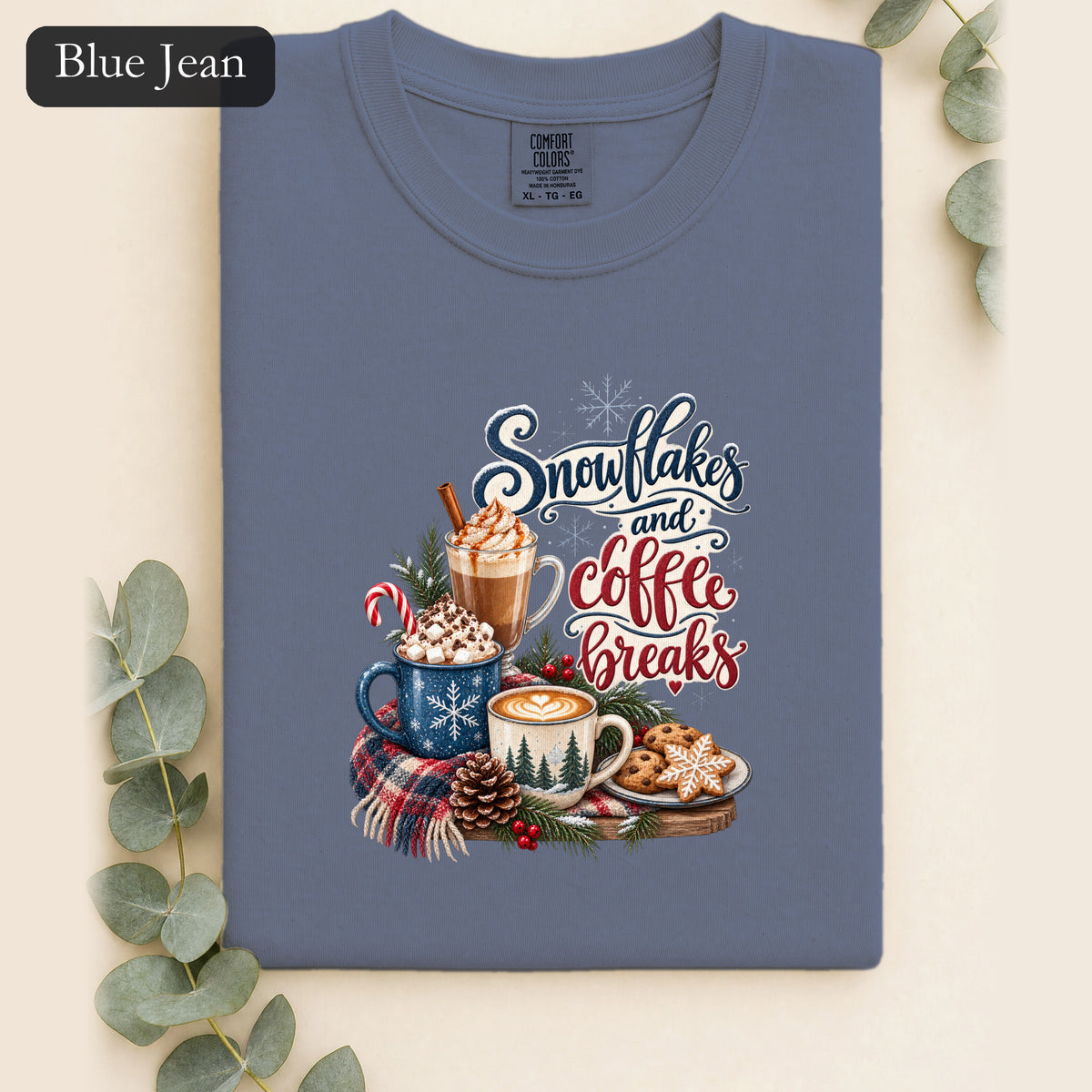 Snowflakes and Coffee Break Shirt | Winter Hot Cocoa Mug Design