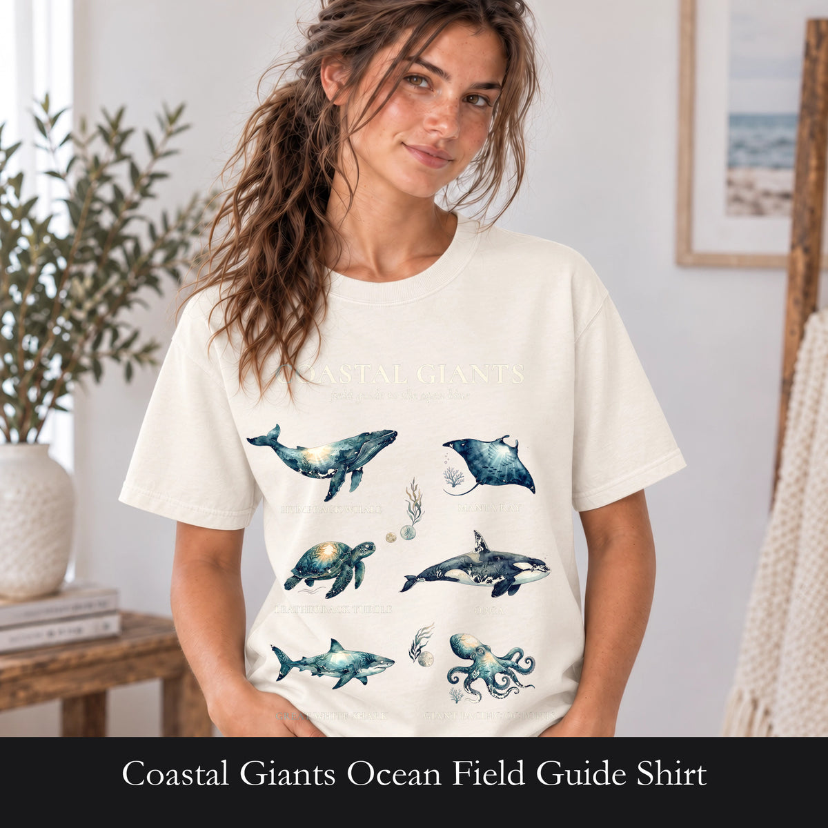 Coastal Giants Ocean Field Guide Shirt, Whale Manta Sea Turtle Tee, Marine Life Ocean Lover Gift, Nautical Sweatshirt