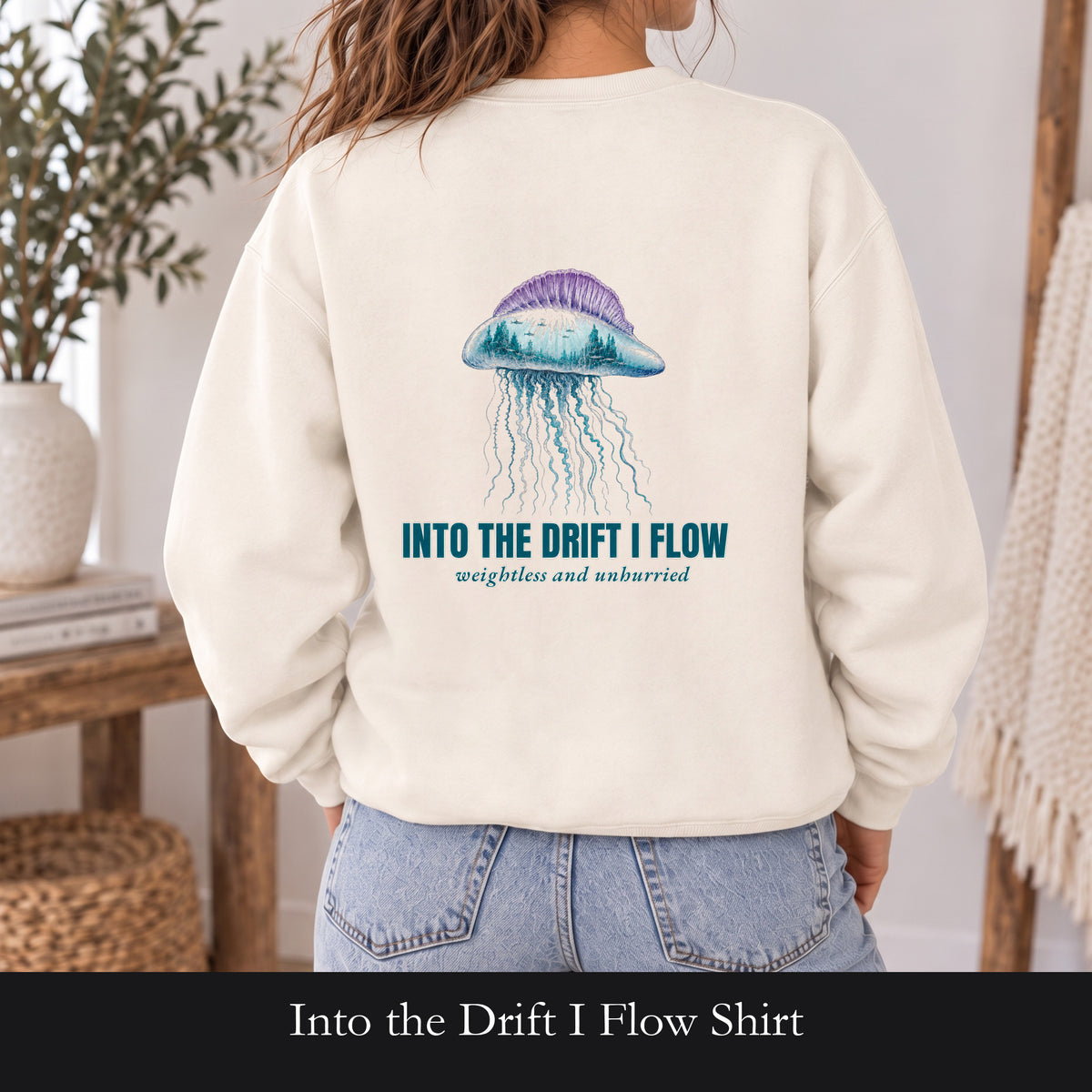 Into the Drift I Flow Shirt, Jellyfish Double Exposure Tee, Ocean Diver Sea Life Gift, Nautical Marine Sweatshirt