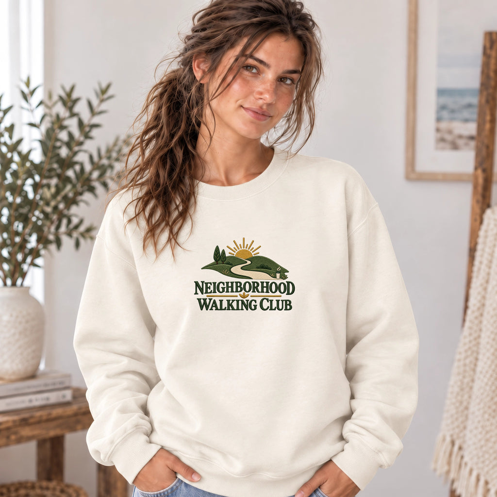 Neighborhood Hiking Club Graphic Sweatshirt | Faux Embroidery