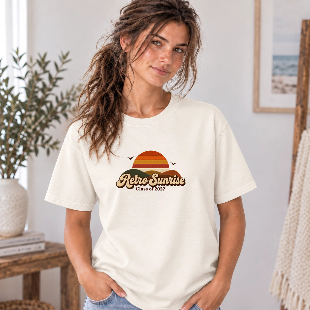 Retro Sunrise Shirt | Faux Embroidery