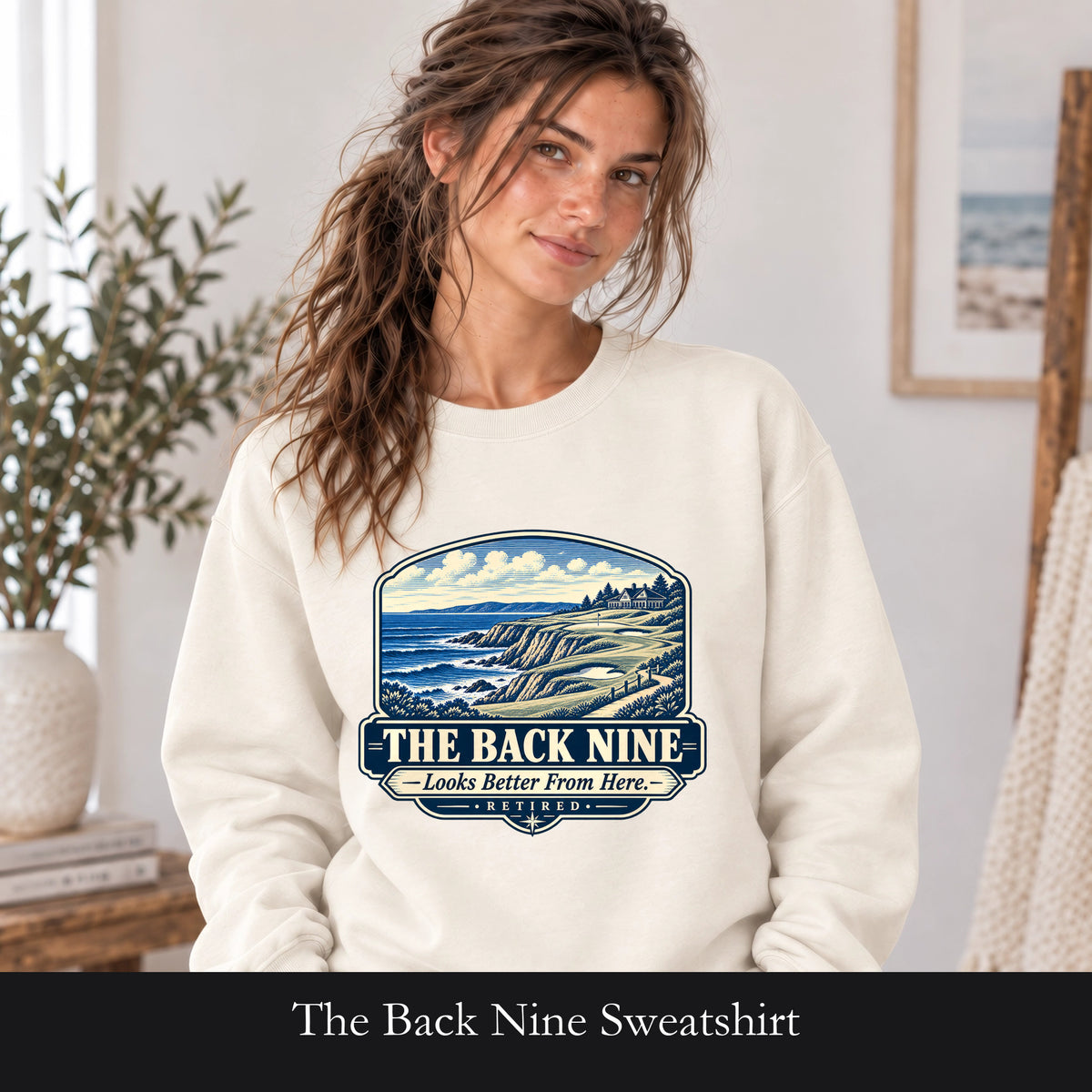 The Back Nine Sweatshirt, Scenic Golf Coast Crewneck, Vintage Golf Course Graphic, Golfer Gift