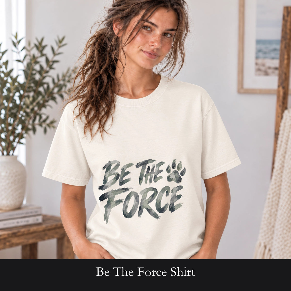 Be The Force Shirt, Camo Motivational Tee, Inspirational Encouragement Gift, Positive Vibes Paw Print Sweatshirt
