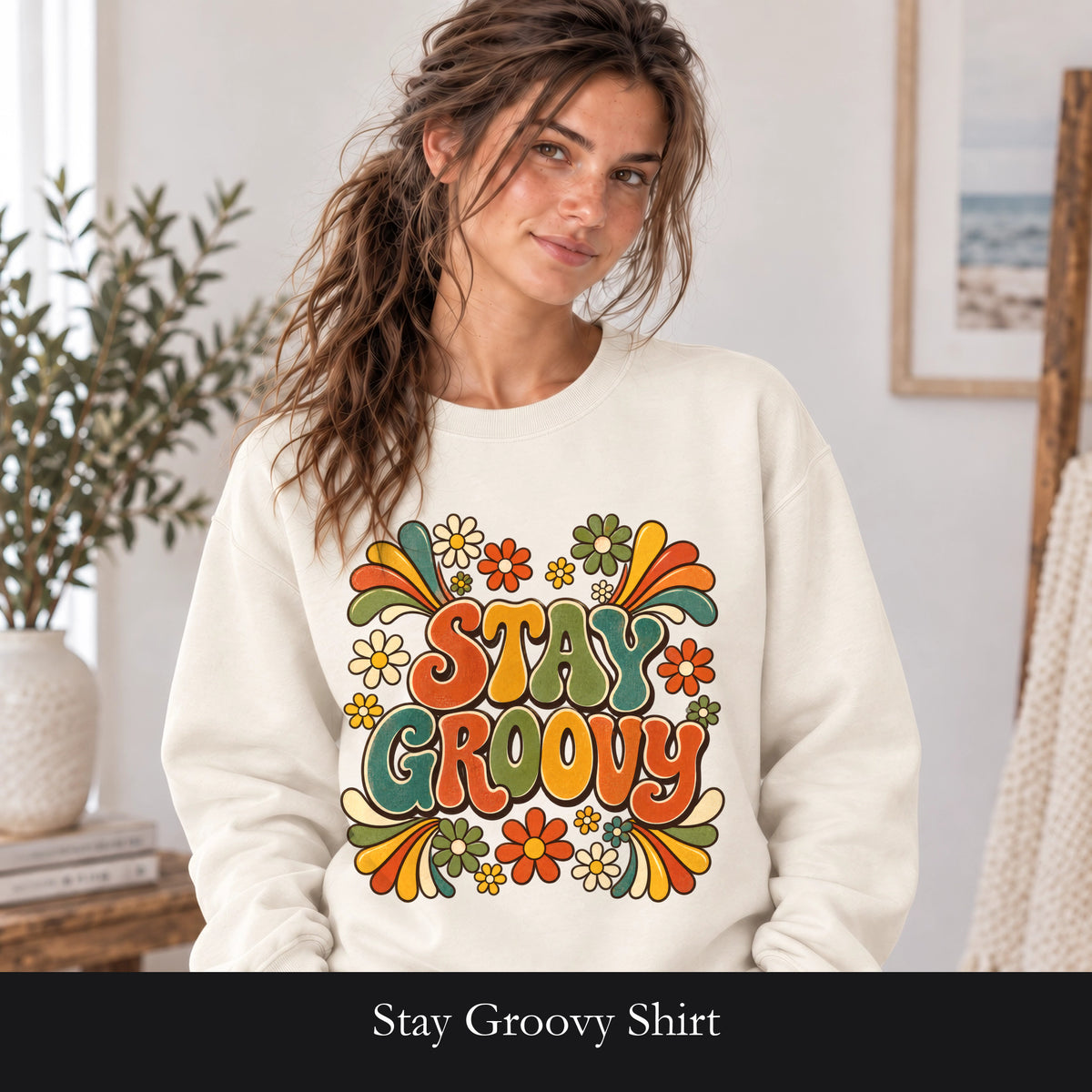 Stay Groovy Shirt, Retro 70s Tee, Groovy Aesthetic Gift, Positive Vibes Sweatshirt
