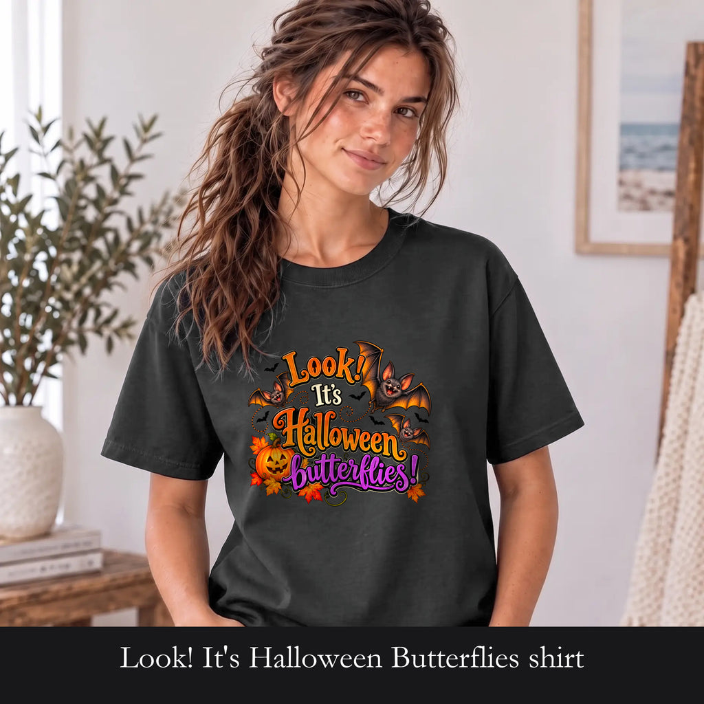 Look! It's Halloween Butterflies shirt | Halloween pumpkin bats design