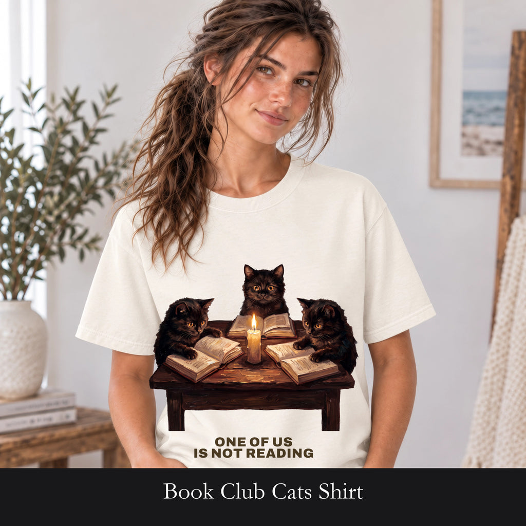 Book Club Cats Shirt, One Of Us Is Not Reading Tee, Funny Book Club Group Tee, Reader Cat Lover Gift