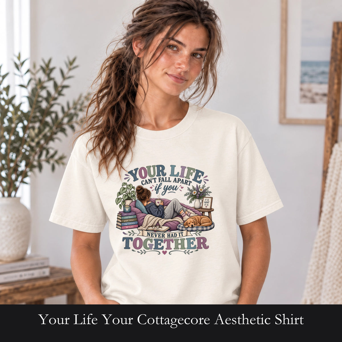 Your Life Your Cottagecore Aesthetic Shirt | Cozy Reading Dog Design