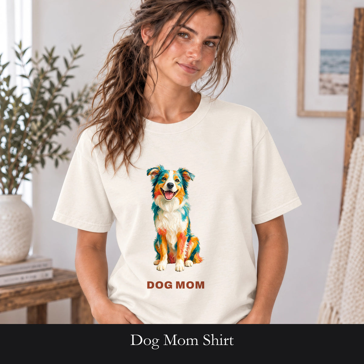 Dog Mom Shirt, Vibrant Painterly Dog Tee, Bold Dog Lover Gift, Colorful Dog Owner Sweatshirt