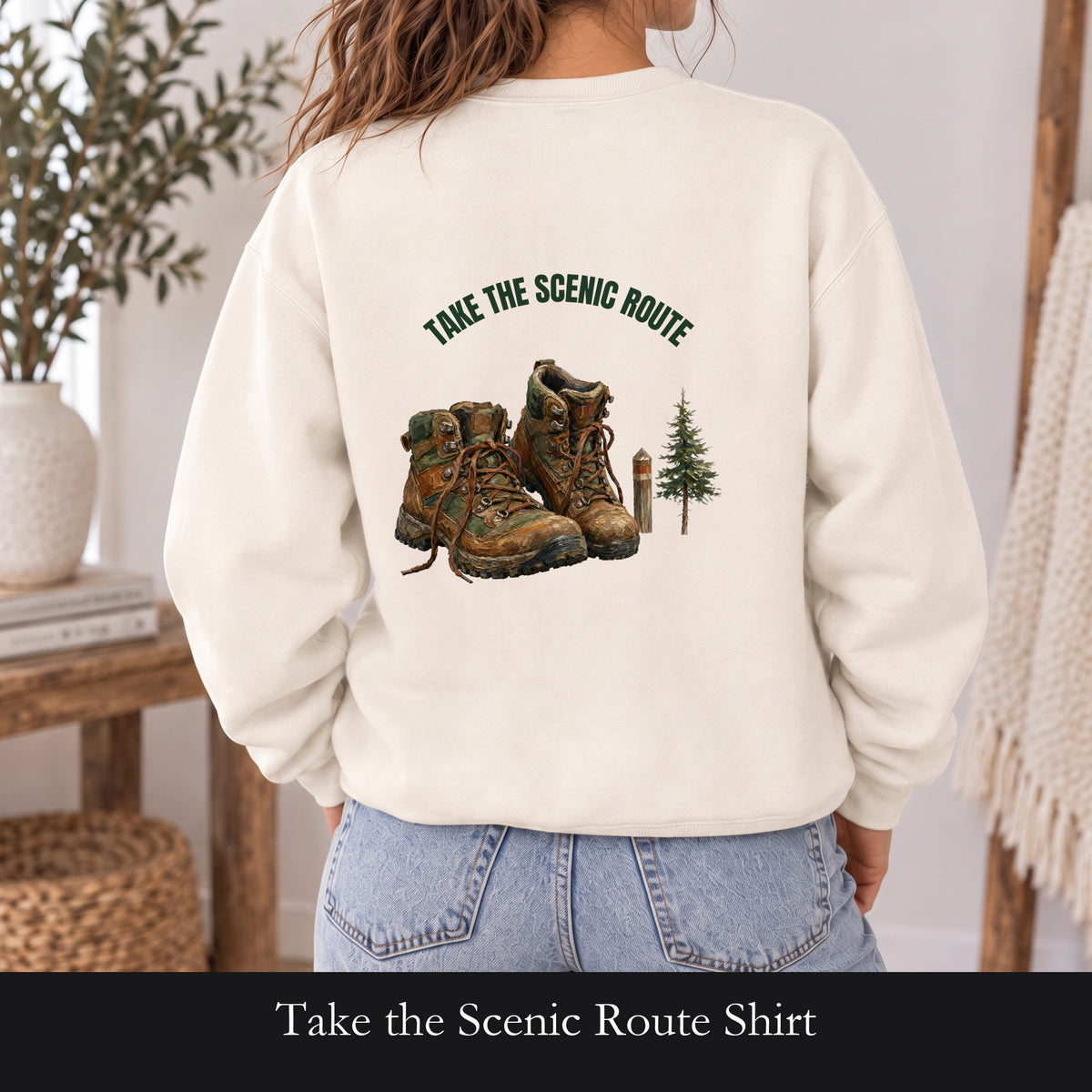 Take the Scenic Route Shirt, Hiking Trail Tee, Outdoor Adventure Nature Gift, Painterly Mountain Sweatshirt