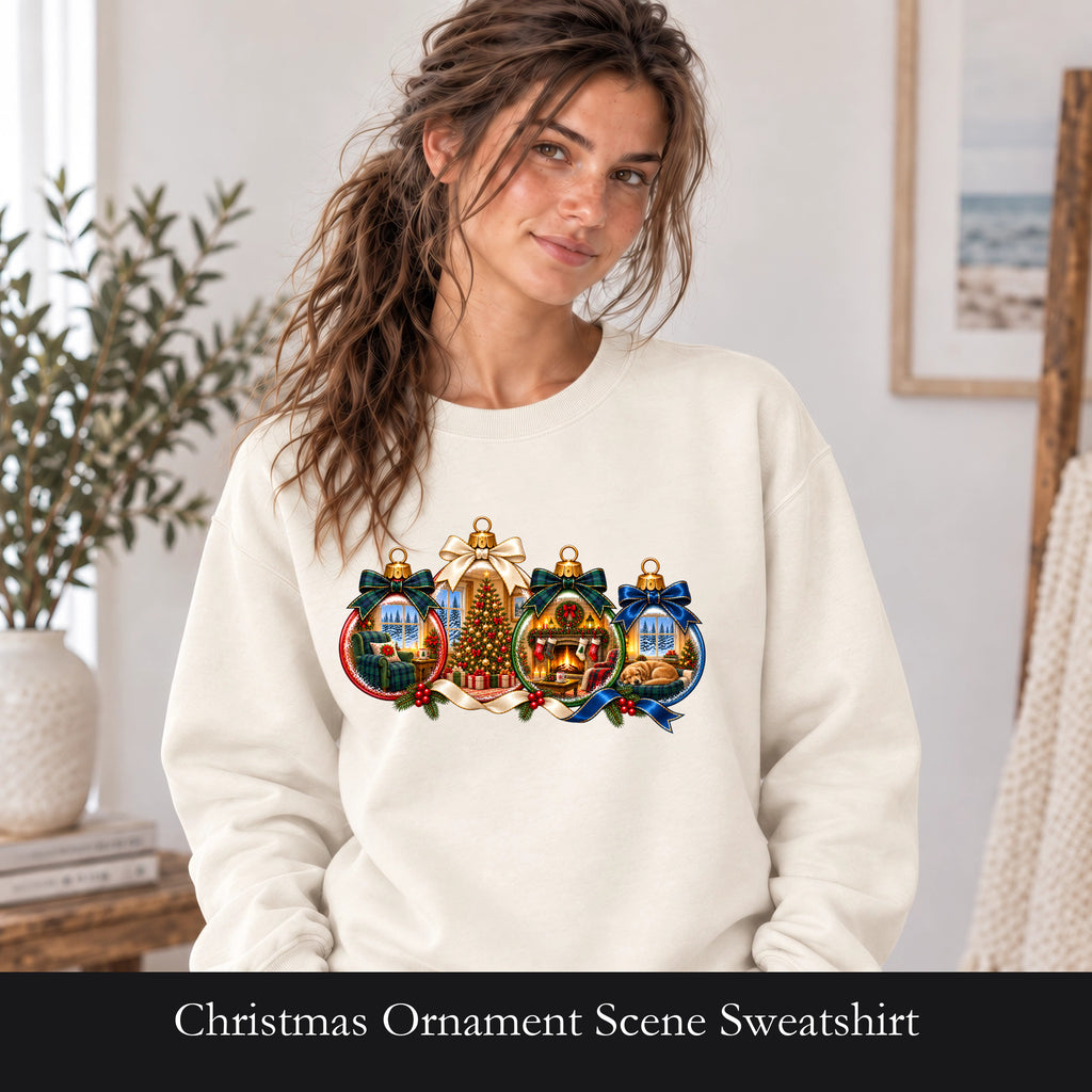 Christmas Ornament Scene Sweatshirt | Holiday Bauble Crewneck