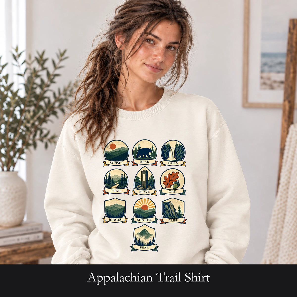Appalachian Trail Shirt, Hiking Badge Tee, AT Thru Hiker Gift, Retro Adventure Nature Sweatshirt
