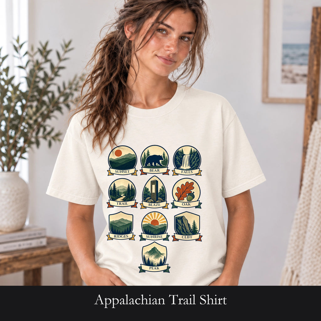 Appalachian Trail Shirt, Hiking Badge Tee, AT Thru Hiker Gift, Retro Adventure Nature Sweatshirt