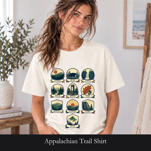 Appalachian Trail Shirt, Hiking Badge Tee, AT Thru Hiker Gift, Retro Adventure Nature Sweatshirt