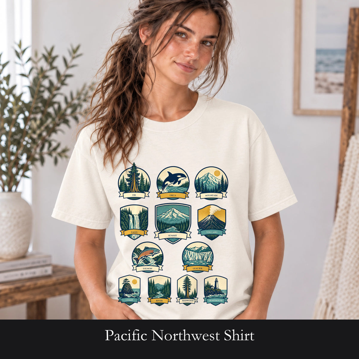 Pacific Northwest Shirt, PNW National Parks Badge Tee, Hiking Camping Gift, Retro Outdoor Adventure Sweatshirt