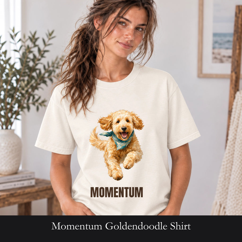 Momentum Goldendoodle Shirt, Running Doodle Dog Tee, Funny Doodle Dog Mom Gift, Painterly Dog Lover Sweatshirt