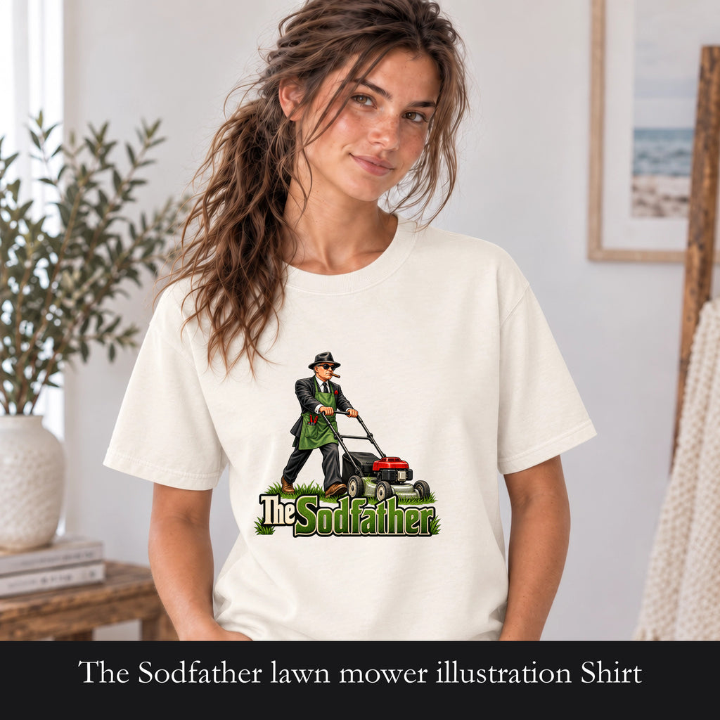 The Sodfather lawn mower illustration Shirt | Gardening humor