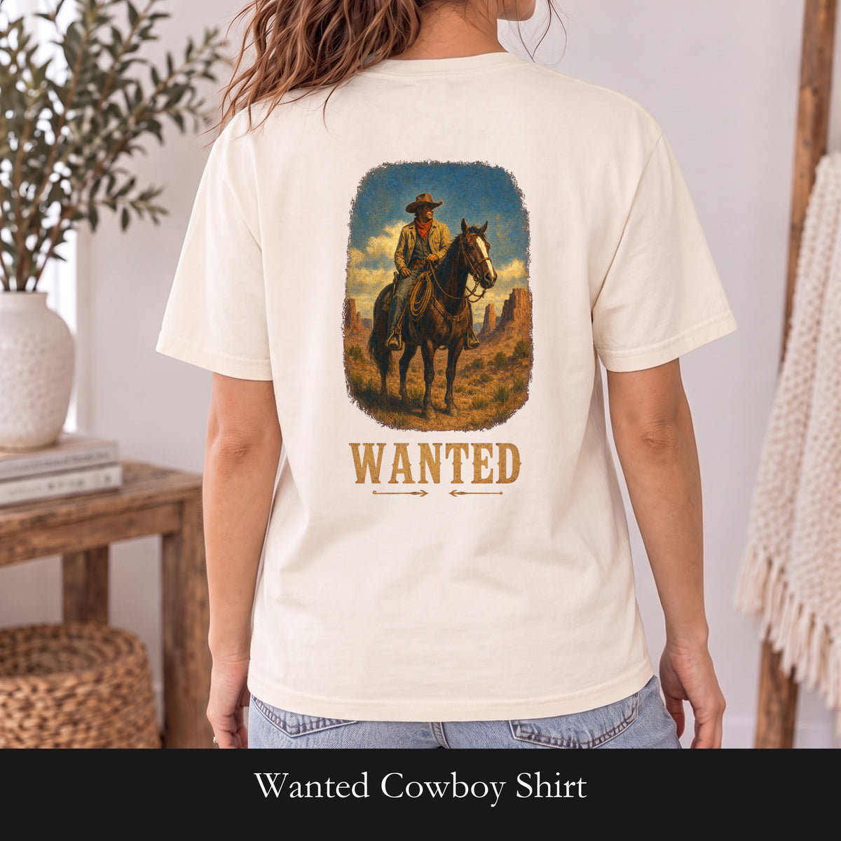 Wanted Cowboy Shirt, Vintage Western Wanted Poster Tee, Desert Outlaw Tee, Sheriff Star Cowboy Gift