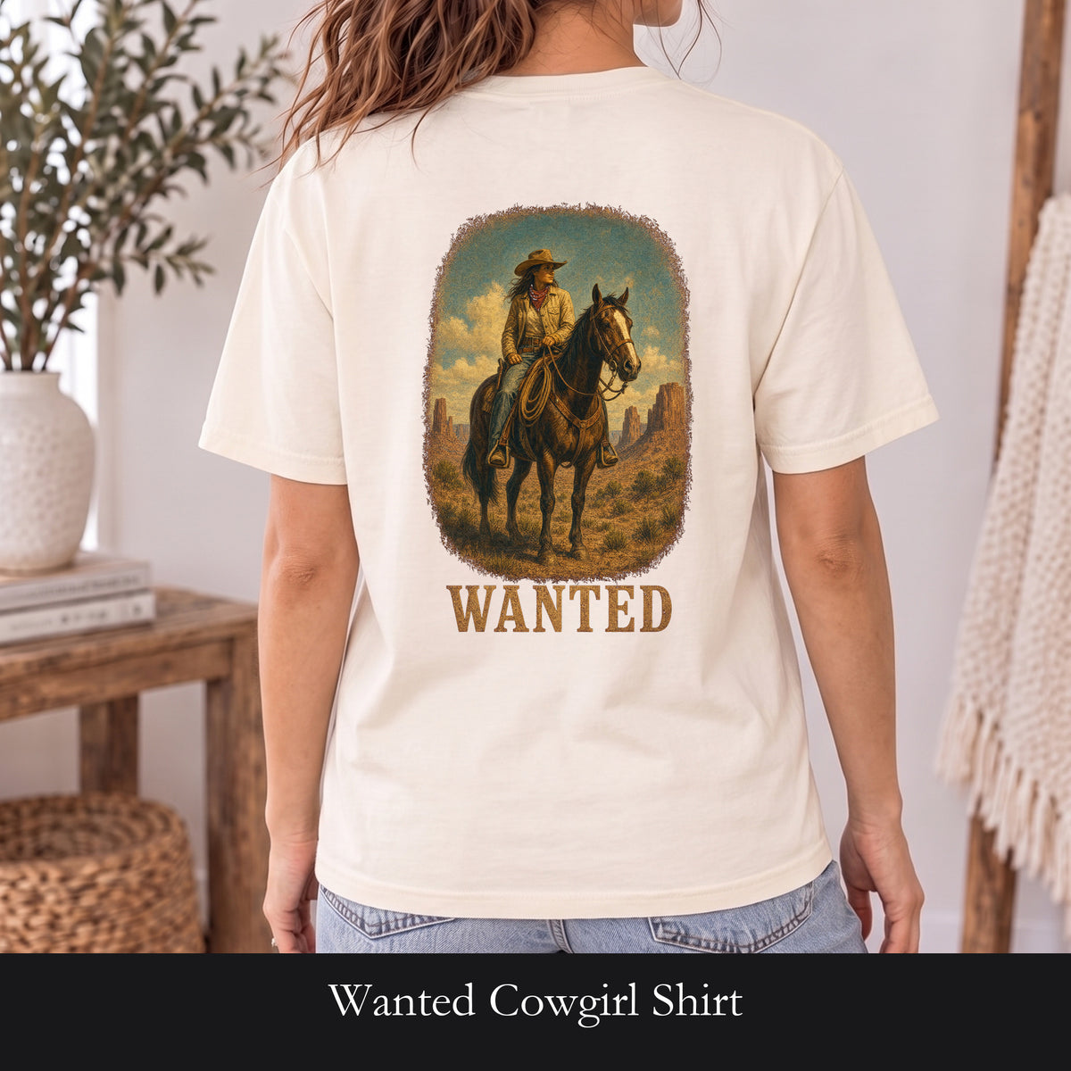 Wanted Cowgirl Shirt, Vintage Western Wanted Poster Tee, Desert Outlaw Tee, Sheriff Star Cowgirl Gift