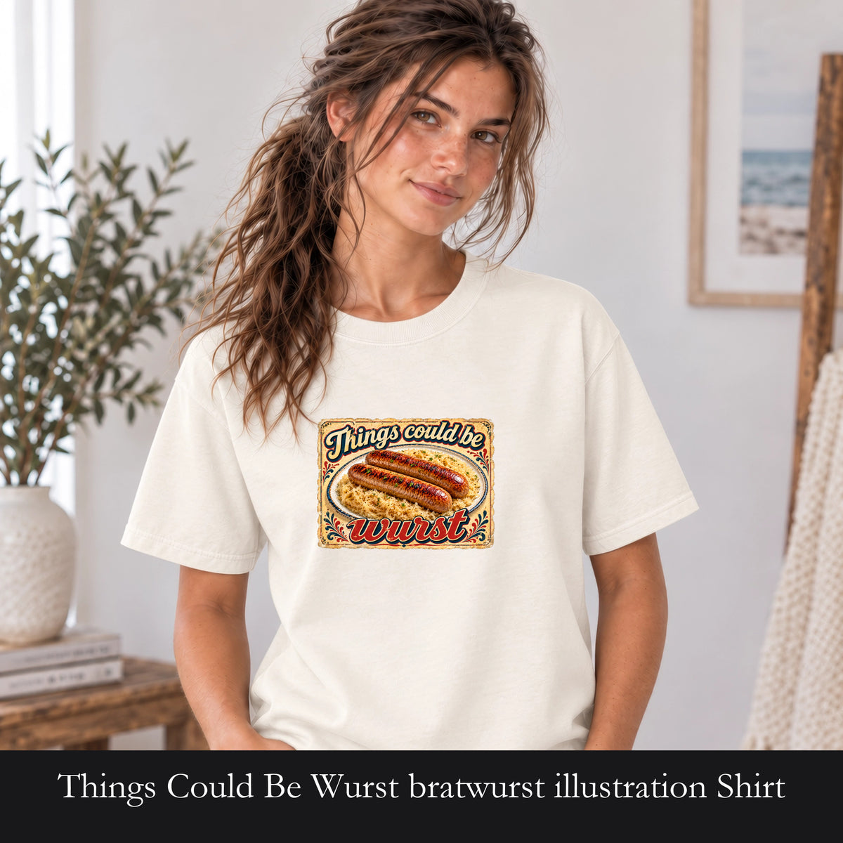 Things Could Be Wurst bratwurst illustration Shirt | vintage diner graphic