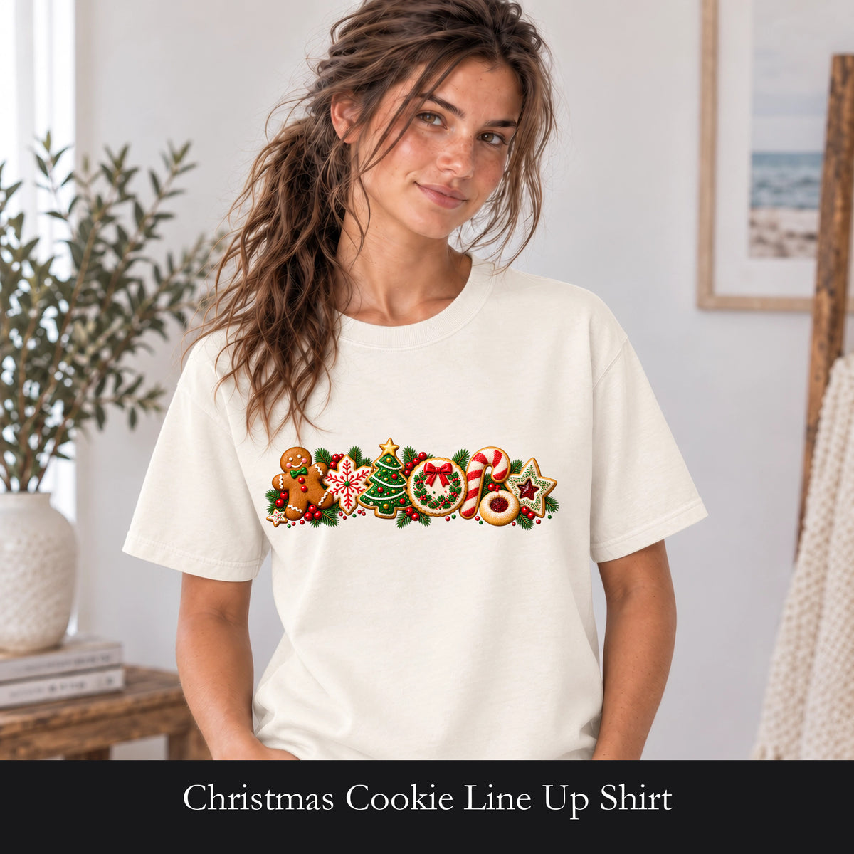 Christmas Cookie Line Up Shirt | Gingerbread Tree Candy Cane Ornament