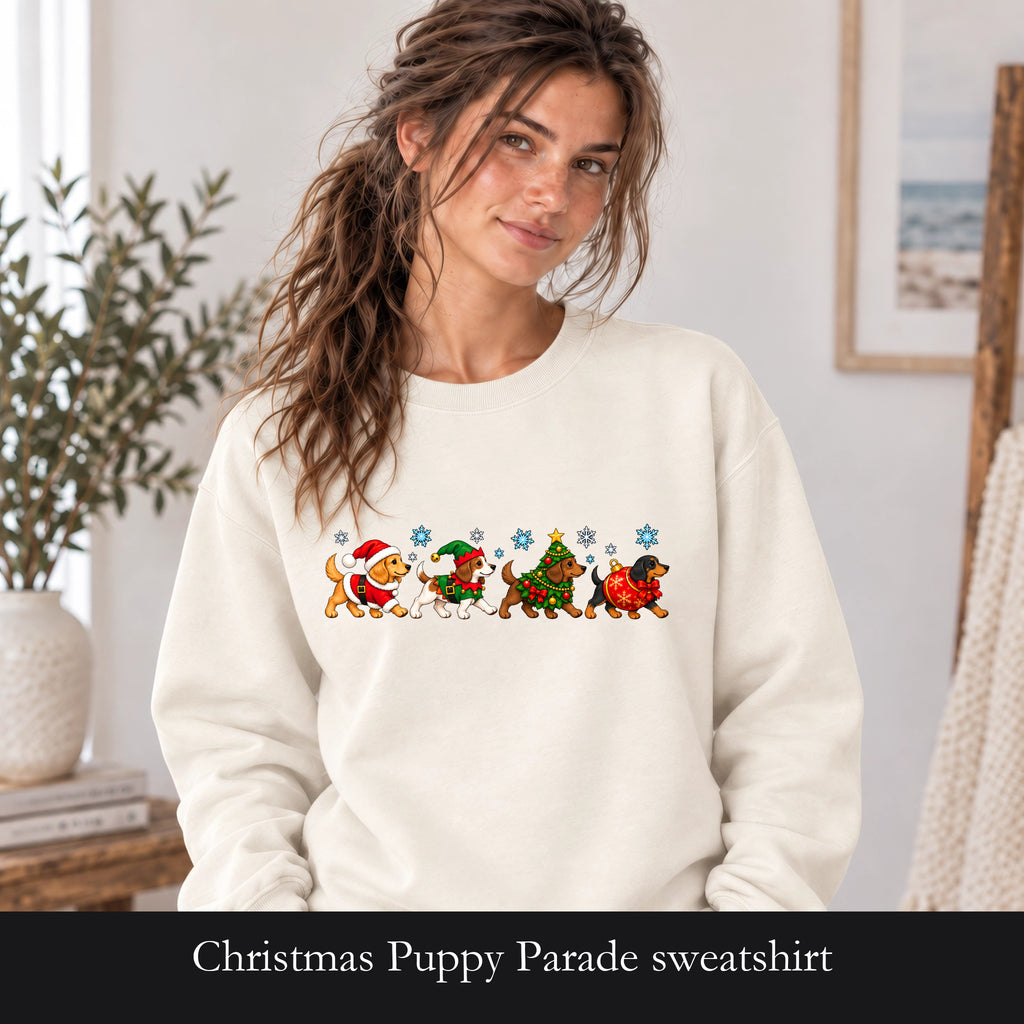 Christmas Puppy Parade sweatshirt | Holiday dog crewneck