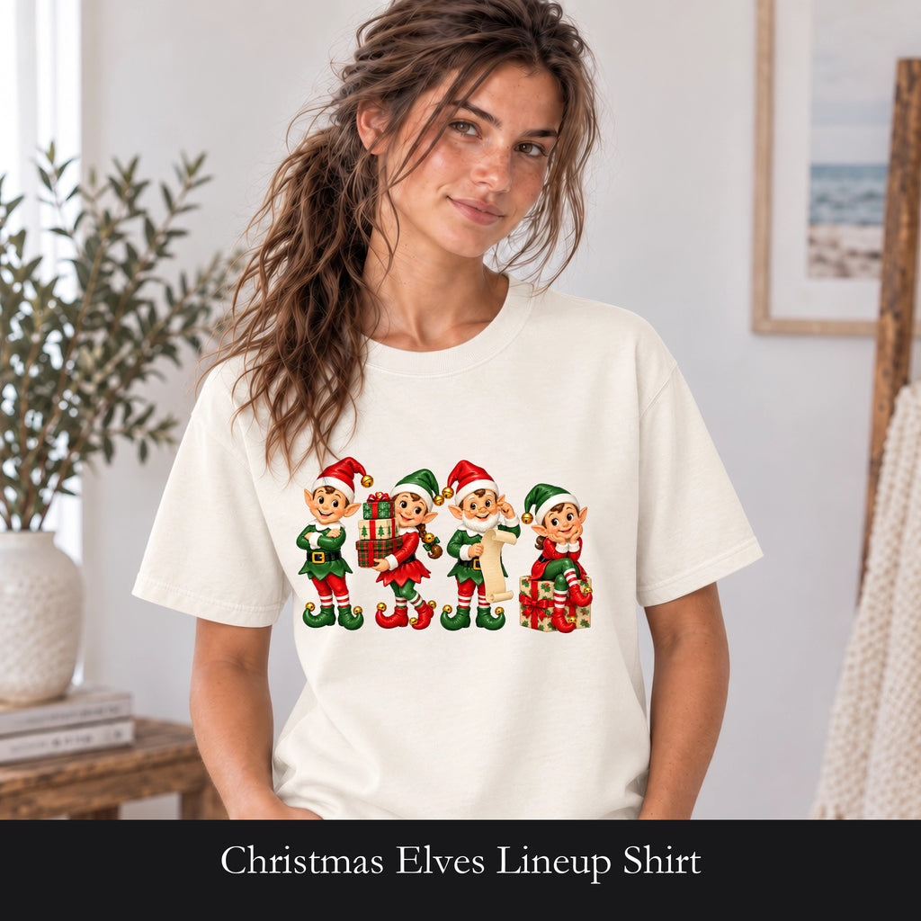 Christmas Elves Lineup Shirt | Vintage Holiday Elf Characters
